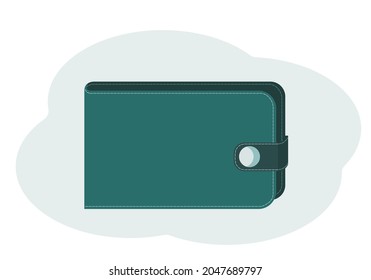 Vector illustration of modern wallet closed on button