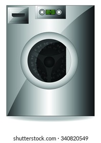 The vector illustration of the modern wash machine isolated in the white background