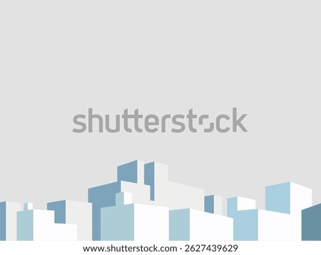 Vector illustration of modern white architecture. Minimal architectural building poster. Summer mood. Blue, white. Skyscrapers. City skyline vector illustration. Architecture