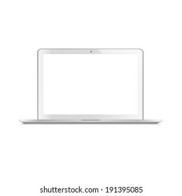 vector illustration of modern white laptop on a white background