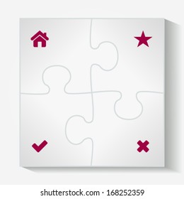 Vector illustration of modern white minimalistic design template made from puzzle