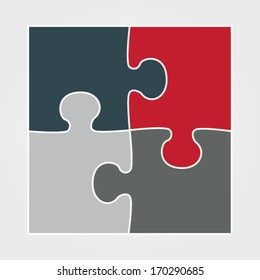 Vector illustration of modern white minimalistic design template made from puzzle