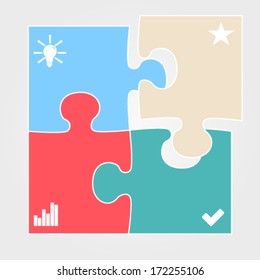 Vector illustration of modern white minimalistic design template made from puzzle