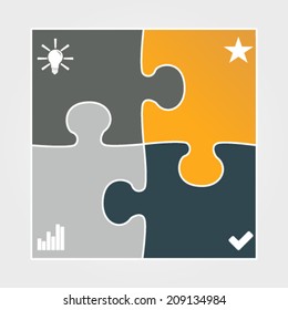 Vector illustration of modern white minimalistic design template made from puzzle