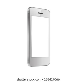 vector illustration of modern white telephone sideways on a white background