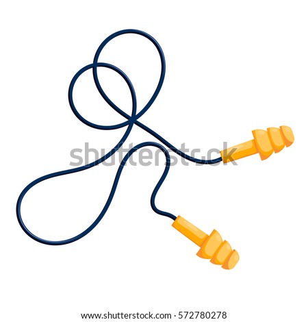 Vector illustration of modern yellow ear plugs on a white background. Cartoon style earplugs