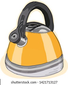 Vector Illustration of a modern yellow teapot