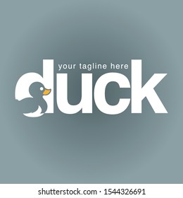 Vector illustration, modification letter duck as asymbol or icon business.