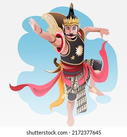 Ilustración vectorial, modificación de la marioneta de la Gatotkaca volando en el cielo.