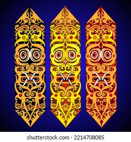 Vector Illustration, Modification Of The Traditional Dayak Shield Motif