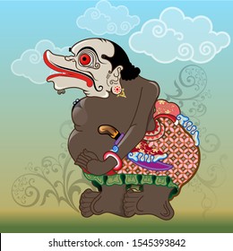 Vector illustration, modification of wayang kulit purwa, character of Togog.