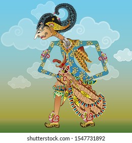 Ilustración vectorial, modificación del wayang kulit purwa, personaje de Bathara Kamajaya.