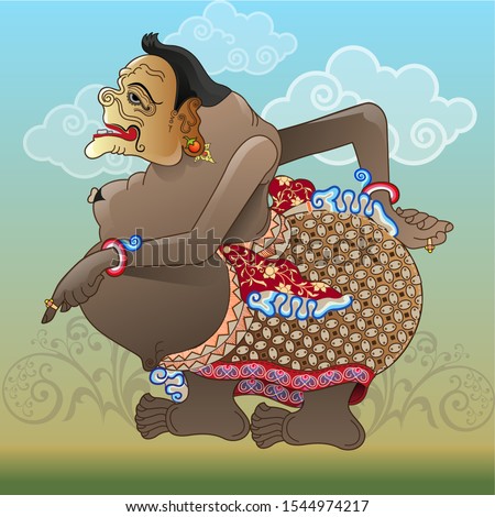 Vector illustration, modification of wayang kulit purwa, character of Semar.