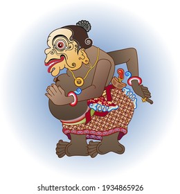 Vector illustration, modification of wayang purwa, Bagong funny character.