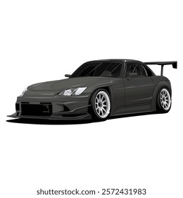 vector illustration of modified car with japanese modification. jdm car automotive