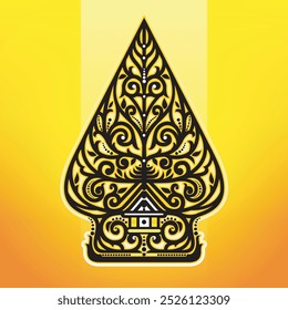Ilustración vectorial, Gunungan modificado o árbol de la vida.