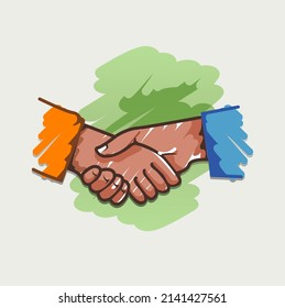 Vector illustration, modified handshake with sketch effect.