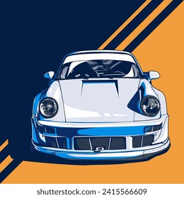 Ilustración vectorial del coche Jdm modificado con fondo brillante con vista frontal usando estilo dibujado a mano por pxlgraph. Perfecto para tapicería, afiche, fondo, diseño de camisetas y diseño de impresión.