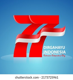 Vector illustration, modified number 77 as a symbol of Indonesian independence day