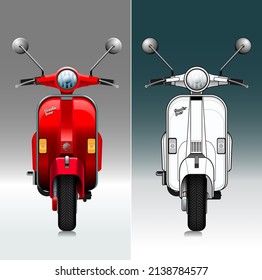 Vector illustration, modified scooter in color and line version.
