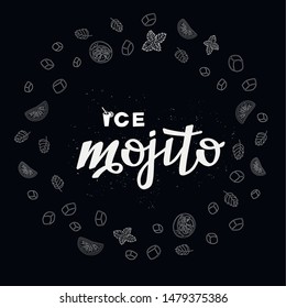 Vector illustration of mojito for bar, restaurant, cafe menu. Mojito for decoration labels, cards, photos from the rest. Mojito to design an invitation to a party.
