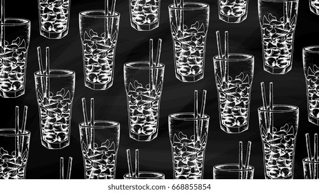 Vector Illustration of Mojito Cocktail Pattern Chalkboard Style