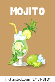 Ilustración vectorial del cóctel de cal mojito