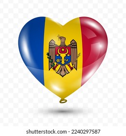 Vector illustration of a Moldova country love balloon on transparent background (PNG). Flying love balloons for Independence Day celebration.