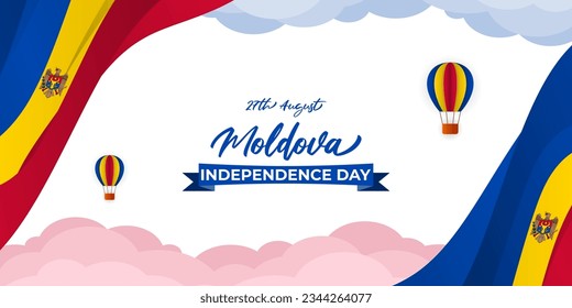 Vector illustration of Moldova Independence Day social media story feed mockup template