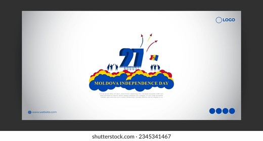 Vector illustration of Moldova Independence Day social media story feed mockup template