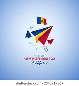 Vector illustration of Moldova Independence Day social media story feed mockup template