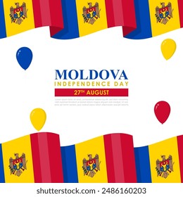 Vector illustration of Moldova Independence Day social media feed template