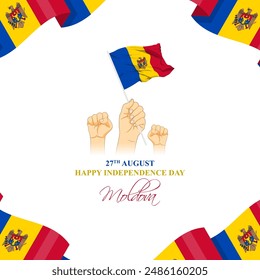 Vector illustration of Moldova Independence Day social media feed template