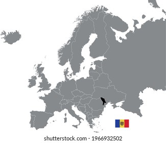 vector illustration of Moldova map and flag