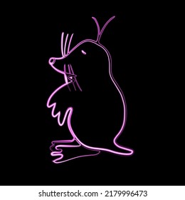 Ilustración vectorial de un topo con un efecto neón.