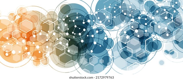 Vector illustration of molecular structure. Abstract background for innovation technology, science, healthcare, and medicine