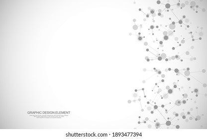 Vector illustration of molecular structure and genetic engineering, molecules DNA, neural network, scientific research. Abstract background for innovation technology, science, healthcare, and medicine