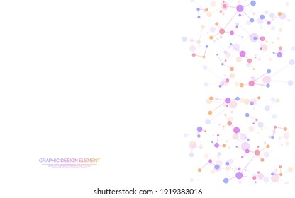Vector illustration of molecular structure and genetic engineering, molecules DNA, neural network, scientific research. Abstract background for innovation technology, science, healthcare, and medicine