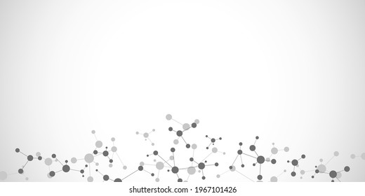 Vector illustration of molecular structure and genetic engineering, molecules DNA, neural network, scientific research. Abstract background for innovation technology, science, healthcare, and medicine