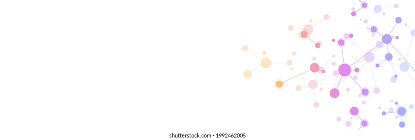 Vector illustration of molecular structure and genetic engineering, molecules DNA, neural network, scientific research. Abstract background for innovation technology, science, healthcare, and medicine