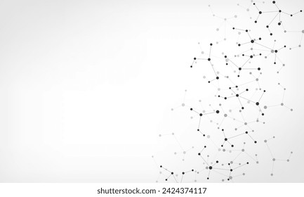 Vektor-Illustration der molekularen Struktur und Gentechnik, Moleküle DNA, neuronales Netzwerk, wissenschaftliche Forschung. Abstrakter Hintergrund für Innovationstechnologie, Wissenschaft, Gesundheitswesen und Medizin