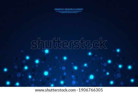 Vector illustration of molecular structure and genetic engineering, molecules DNA, neural network, scientific research. Abstract background for innovation technology, science, healthcare, and medicine