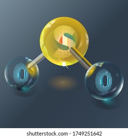 Vector illustration, molecule, element, chemical compound, formula, sulfur, symbol graphic image