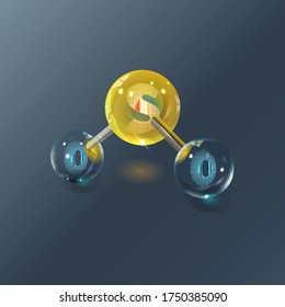 Ilustración vectorial, molécula, elemento, compuesto químico, fórmula, azufre, imagen gráfica de símbolo