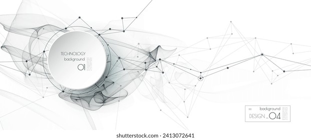 Vector illustration molecule, Network Connection. Element of geometric shape, wave line, dot, on white background. Modern graphic design for web site. Digital Technology, science, futuristic concept