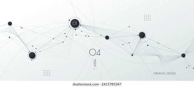 Vector illustration molecule, Network Connection. Element of geometric shape, wave line, dot, on white background. Modern graphic design for web site. Digital Technology, science, futuristic concept