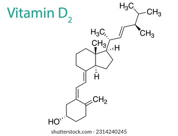 A vector illustration of the molecule structure of Vitamin D2