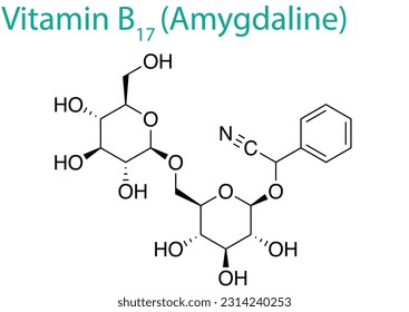 Eine Vektorgrafik der Molekülstruktur von Vitamin B17 (Amygdalin)