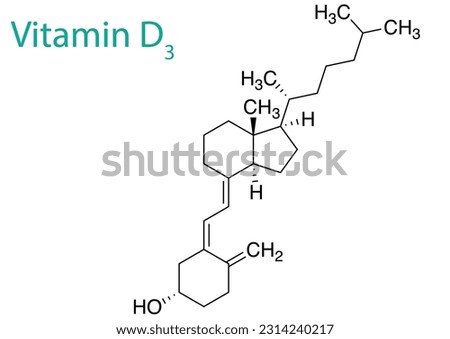 A vector illustration of the molecule structure of Vitamin D3