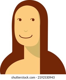 Vector illustration of Mona Lisa by Leonardo Da Vinci, classical work of art. Art, painting and museums. Famous paintings. Digital art. Art market. Representation of the Mona Lisa.